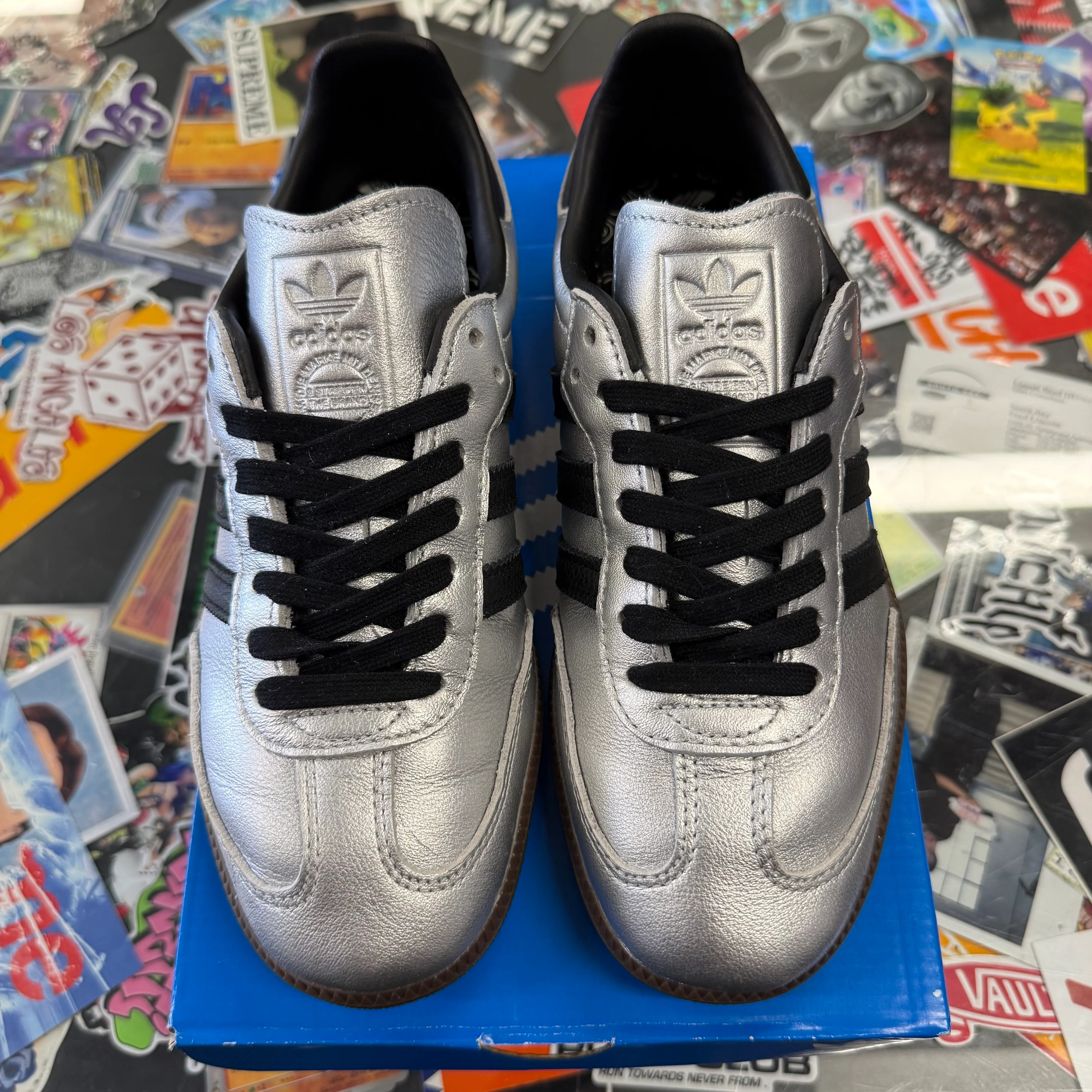 adidas Samba OG Silver Metallic Black Gum (Women's) - Image 2