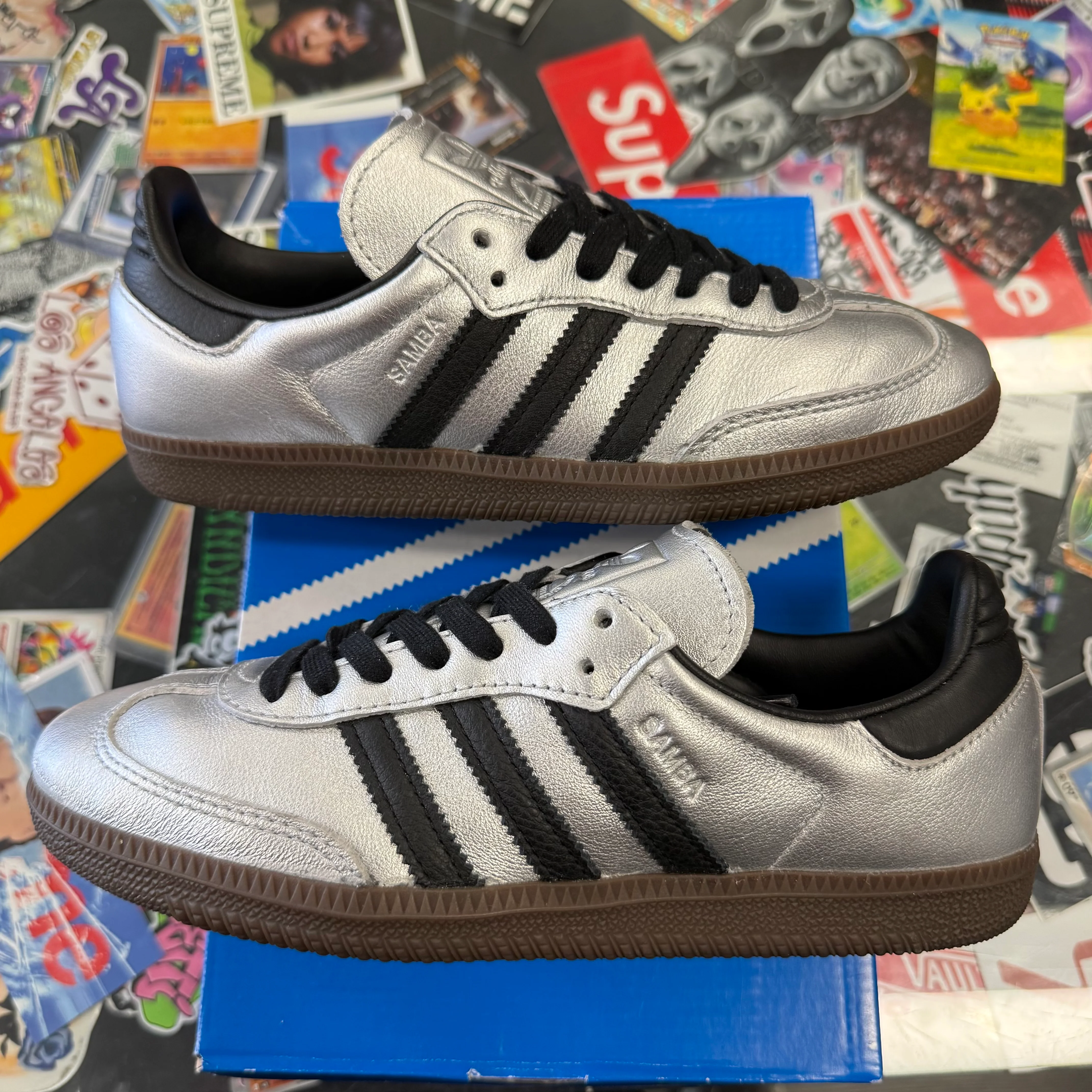 adidas Samba OG Silver Metallic Black Gum (Women's) - Image 4