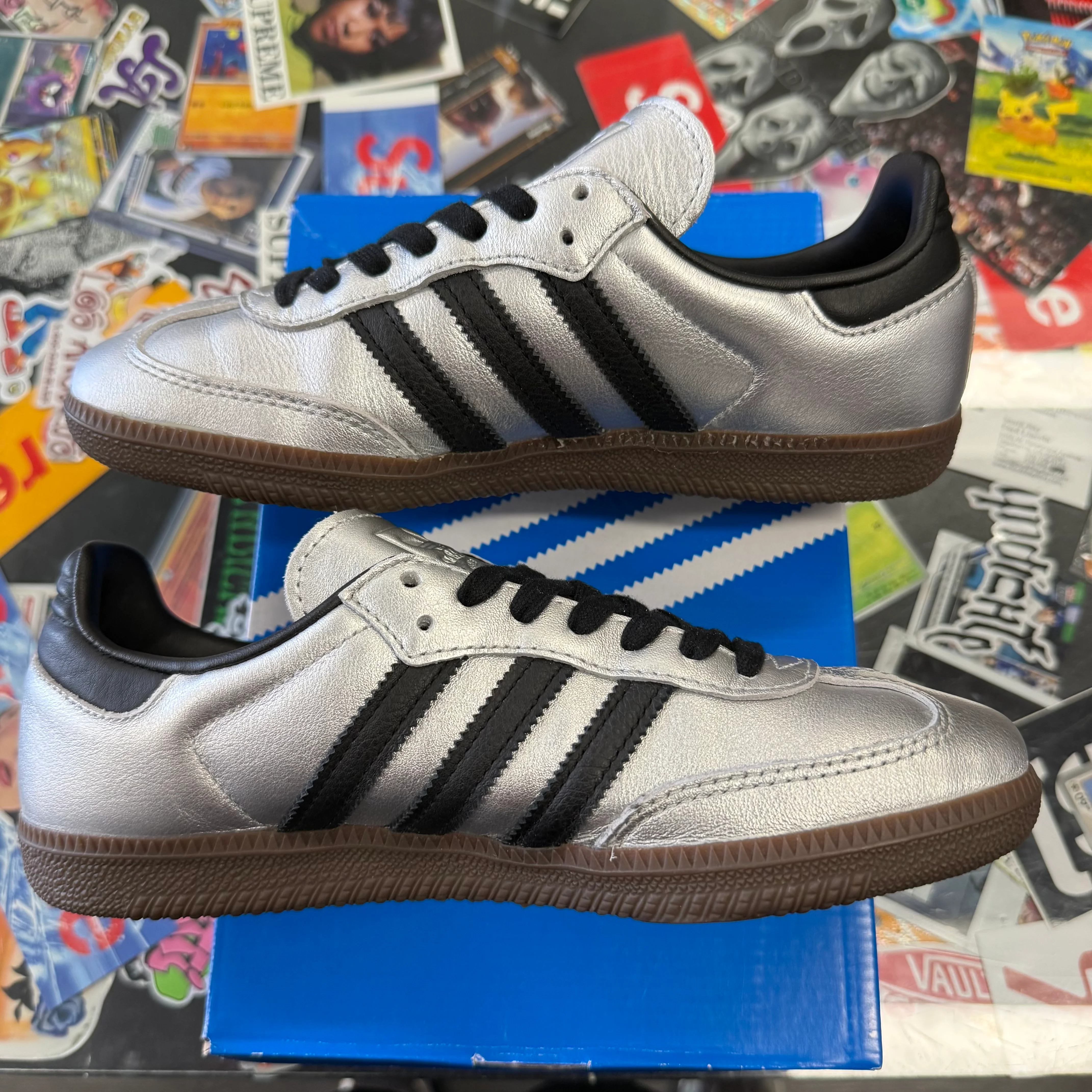 adidas Samba OG Silver Metallic Black Gum (Women's) - Image 5