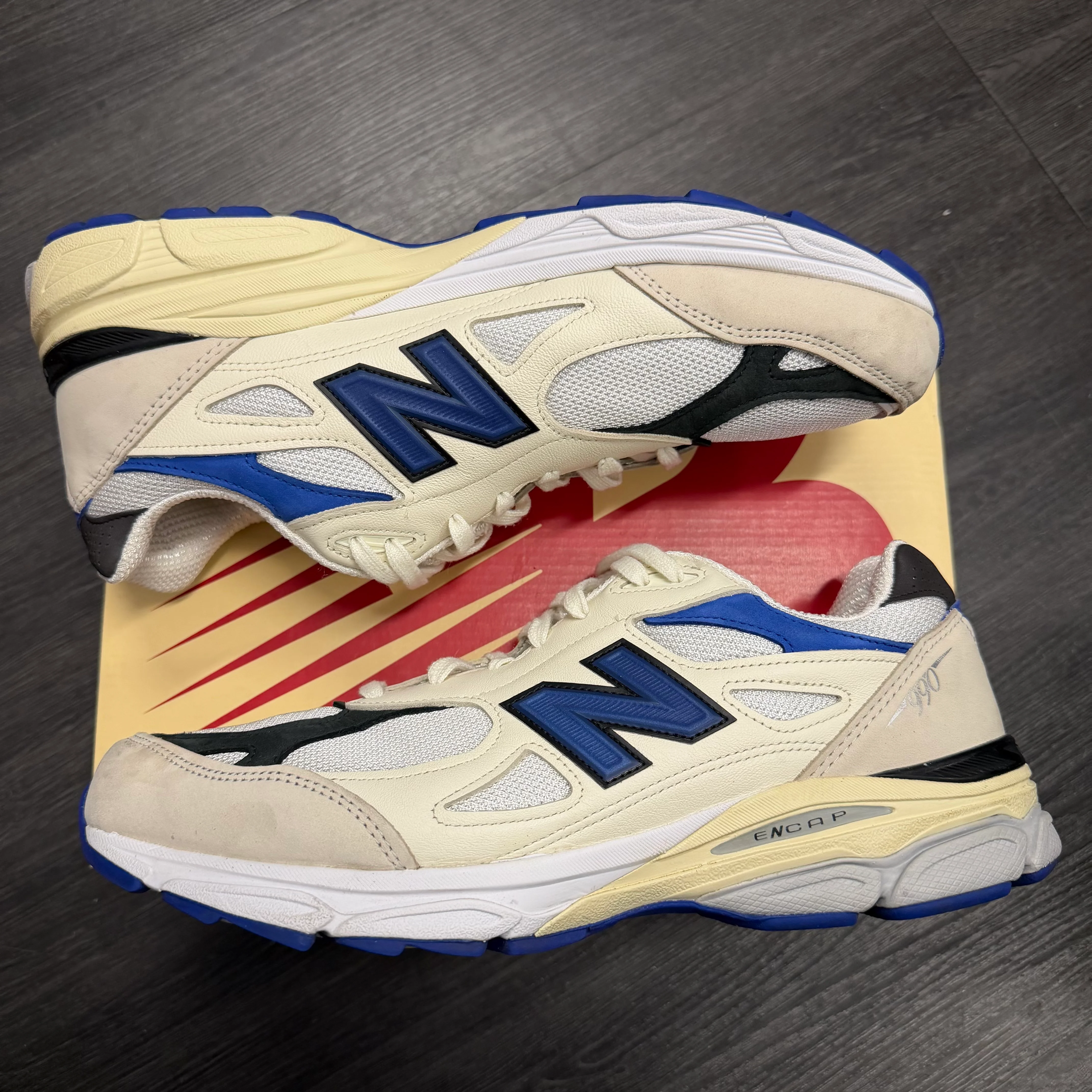 New Balance 990v3 MiUSA White Blue U13 - Image 3
