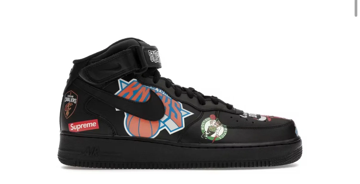 Nike Air Force 1 Mid Supreme NBA Black