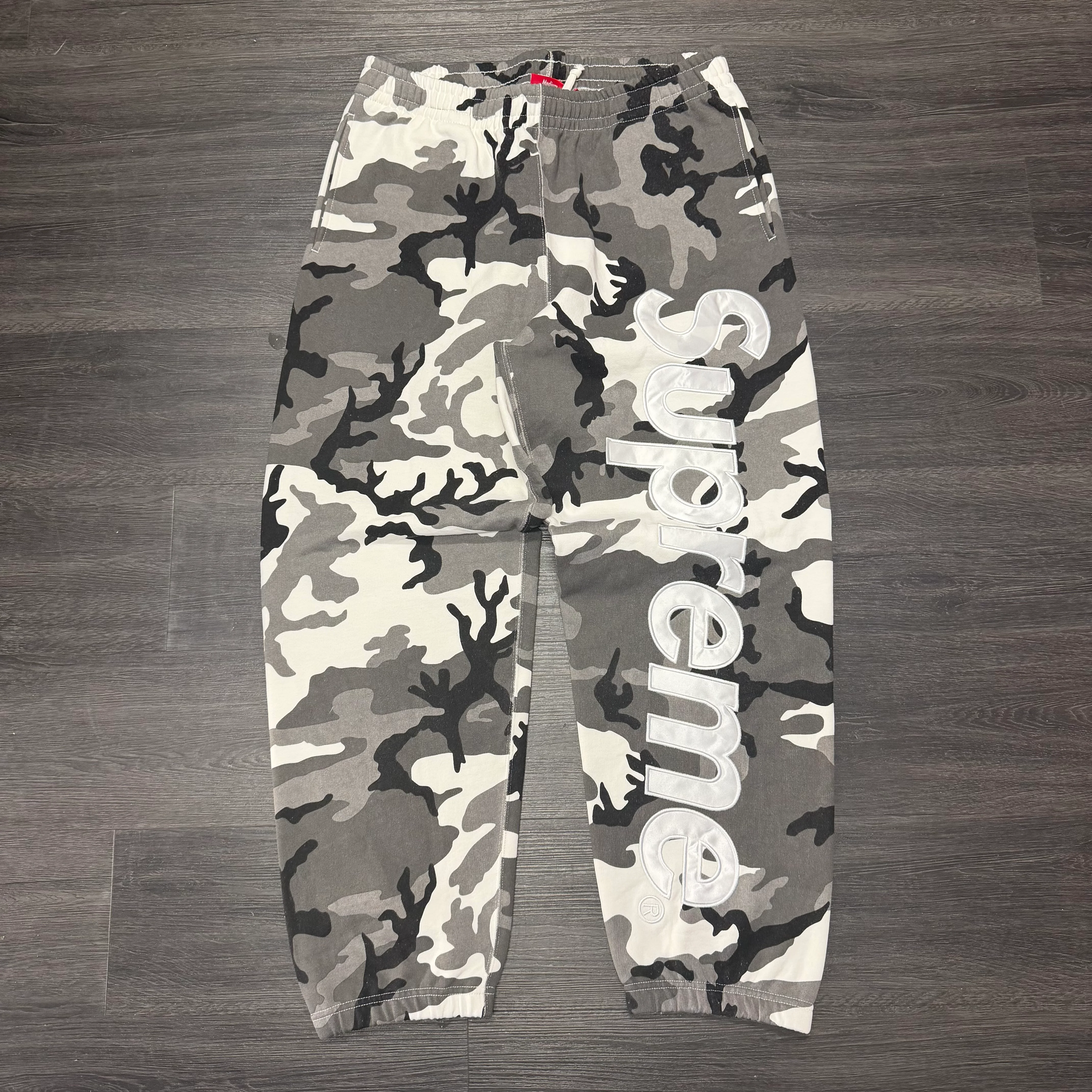 Supreme Camo Satin Logo Sweatpants